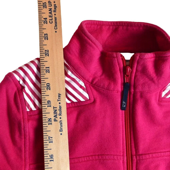 Vineyard Vines || Vivid Pink Stripes Quarter Zip Performance Sweater XS - Picture 4 of 7